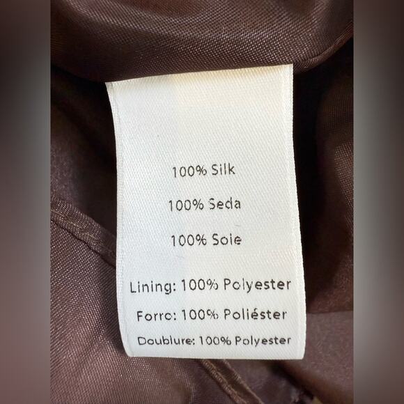 NWT AUTUMN ADEIGBO Bridgette 100% Silk Puff-Sleeve Mini Dress Brown Size 4 - Picture 10 of 16